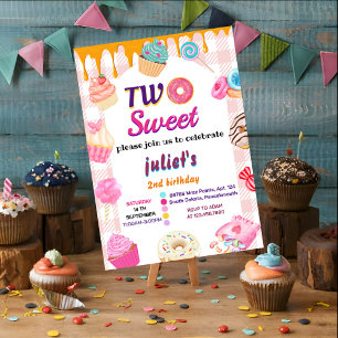 Invitation été mignonne enfant fille deux doux 2e anniversair