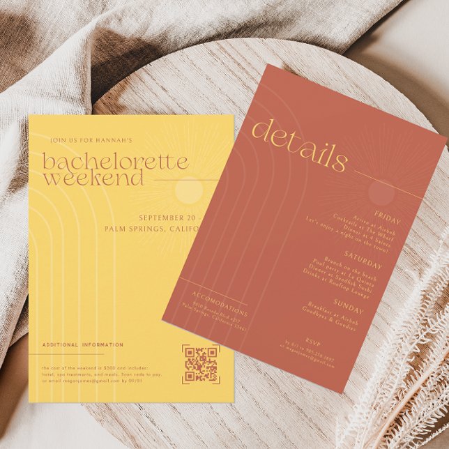 Invitation Été minimal moderne | Fin de semaine de bacheloret (Créateur téléchargé)