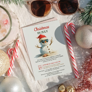 Invitation Été Noël drôle en juillet Lunettes de soleil Snowm