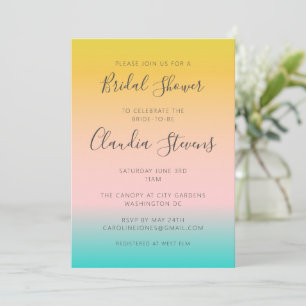 Invitation Été Pastel Gradient Fête des mariées mignonne