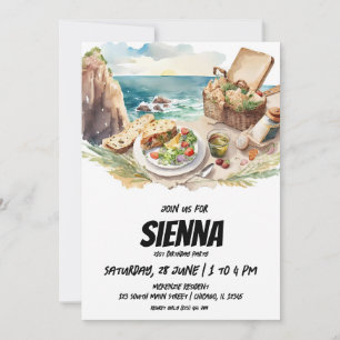 Invitation Été Pique-nique en bord de mer falaises vue Invita