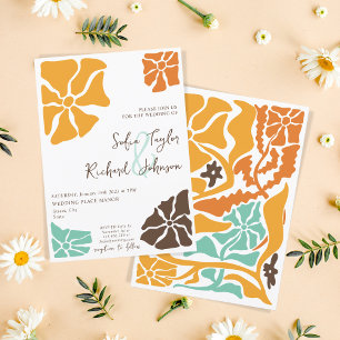 Invitation Été Retro Super coloré Fleur marguerite Hippie