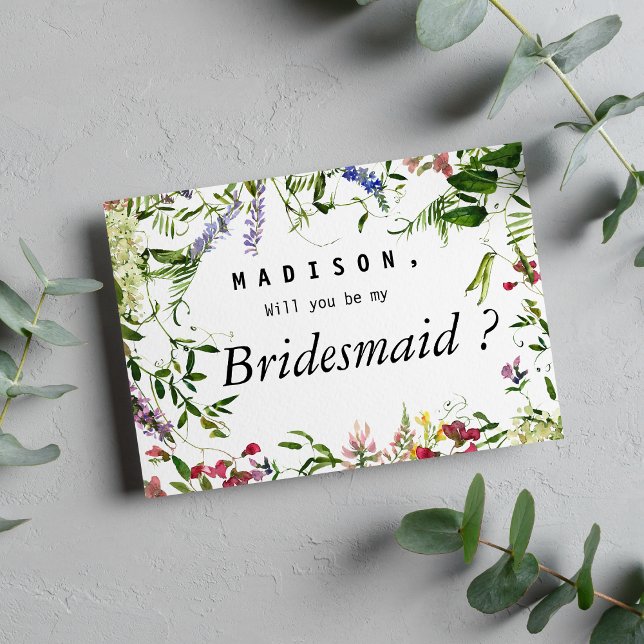 Invitation Été rose vert lavande menthe floral Bridesmaid (Summer pink green lavender mint floral Bridesmaid Invitation )