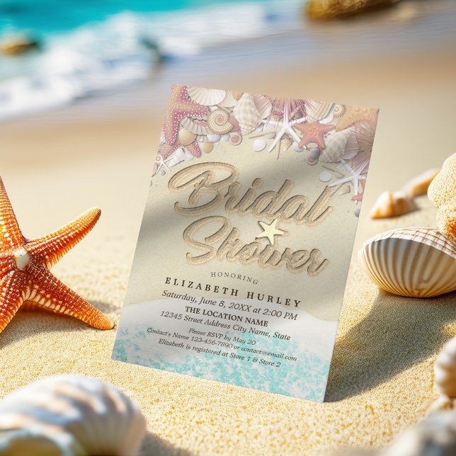 Invitation Eté Sandy Beach Fête des mariées de mariage Starfi (Créateur téléchargé)