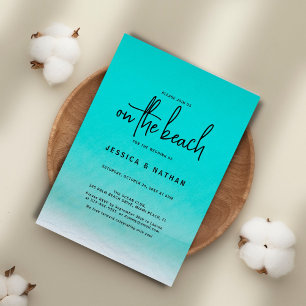 Invitation Été Turquoise Minimaliste Sur La Plage Mariage