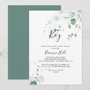 Invitation Été Vert Eucalyptus C'est un Baby shower garçon