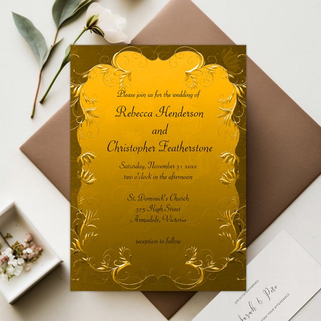 Invitation Eternal Elegance Golden Vintage Wedding (Créateur téléchargé)