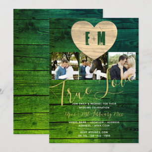 Invitation Eternal Heart Rustic Photo Collage Mariage Invite