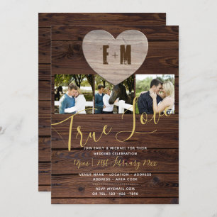 Invitation Eternal Heart Rustic Photo Collage Mariage Invite