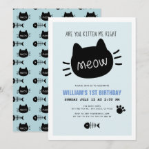 Êtes-Vous Kitten Me Droite Meow Blue BIrthday