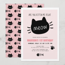 Êtes-Vous Kitten Me Juste Meow Pink BIrthday