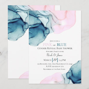 Invitation Ethereal Enky Turquoise rose ou bleu bébé douche d