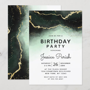 Invitation Ethereal Mist Ombre Emerald Green Birthday Party