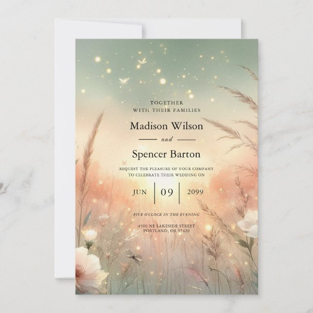 Invitation Ethereal Pastel Wildflower Field Wedding (Devant)