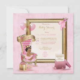 Invitation Ethnic Baby Princess Crown Gold Pink Royal