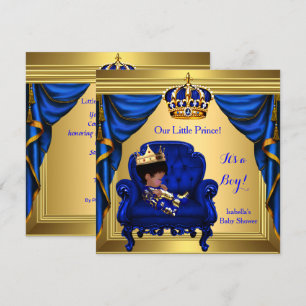 Invitation Ethnic Boy Baby shower Prince Royal Blue Gold