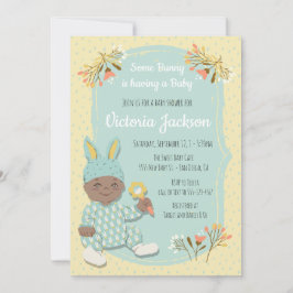 Invitation Ethnic Boy Bunny en tenue pour bébé