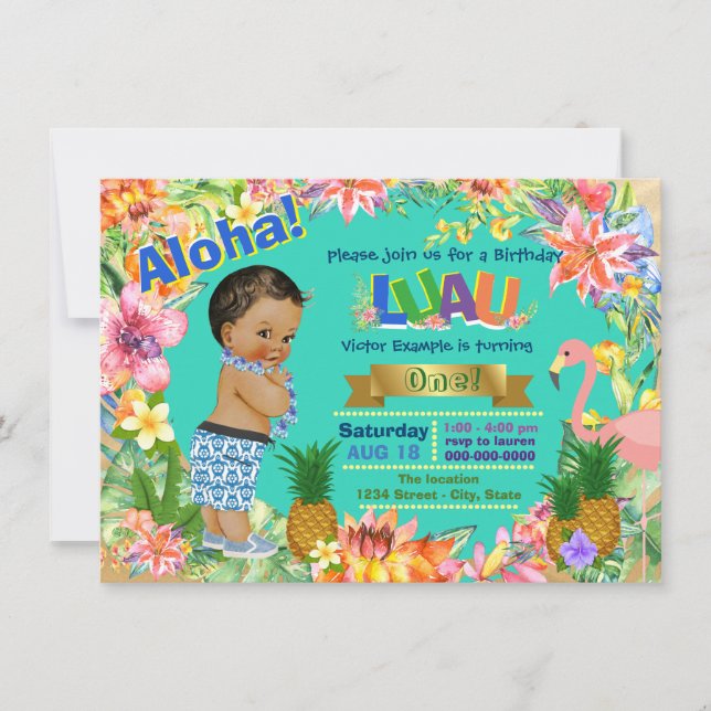 Invitation Ethnic Boy Hawaiian Luau Anniversaire Party (Devant)