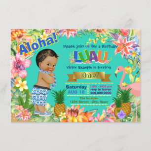 Invitation Ethnic Boy Hawaiian Luau Anniversaire Party