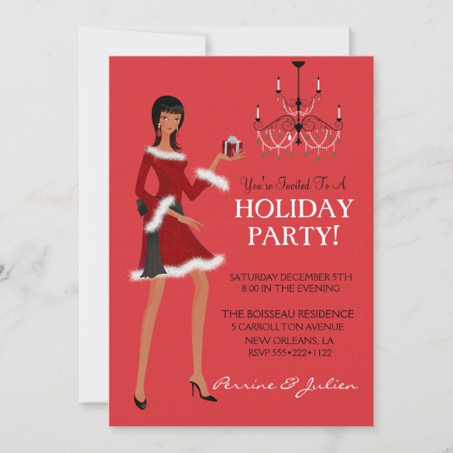 Invitation Ethnic Fashion Fille Noël Parties scintillant (Devant)