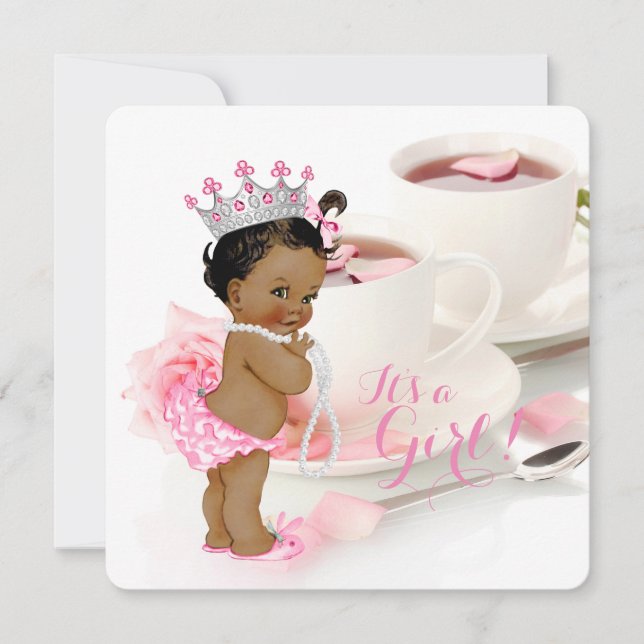 Invitation Ethnic Girl Baby shower Tea Party (Devant)