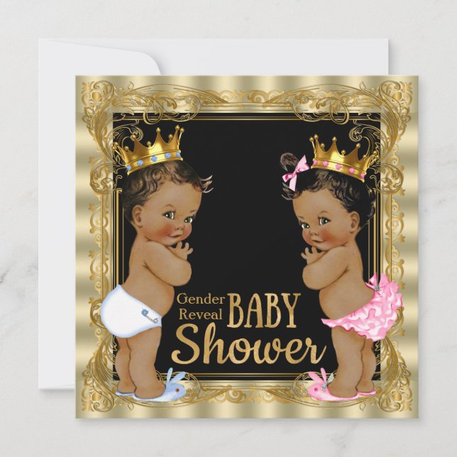 Invitation Ethnic Prince Princess Baby shower de révélation d (Devant)
