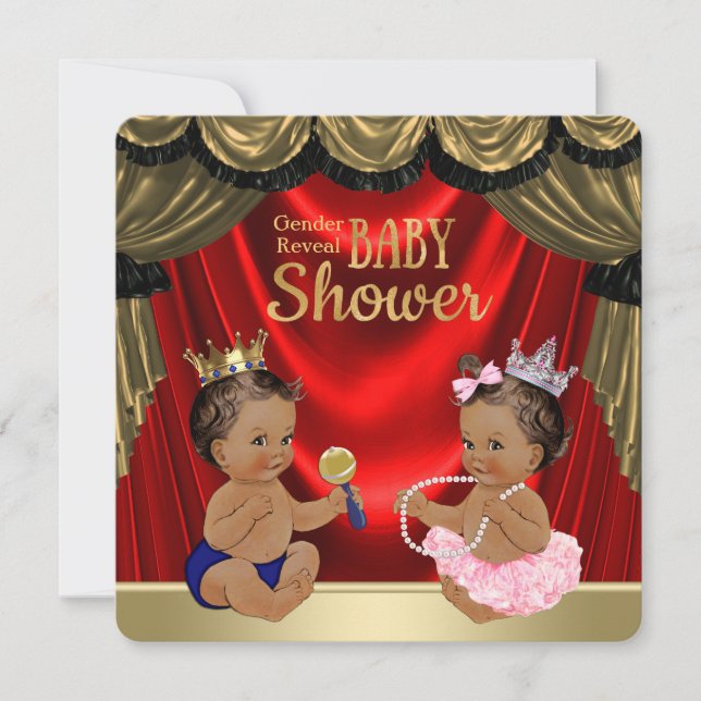 Invitation Ethnic Prince Princesse Sexe Révélation Douche (Devant)