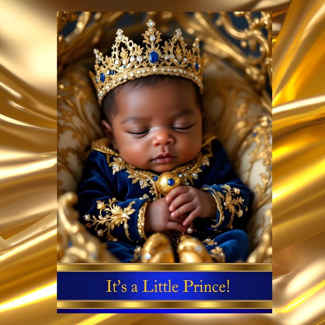 Invitation Ethnic Prince Royal Blue Gold Baby shower (Créateur téléchargé)