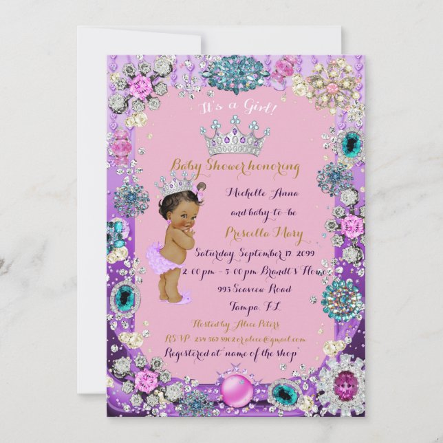 Invitation Ethnic Princess Baby shower Invitation, Princesse. (Devant)