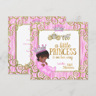 Invitation Ethnic Princess Baby shower Pink Horse Carriage