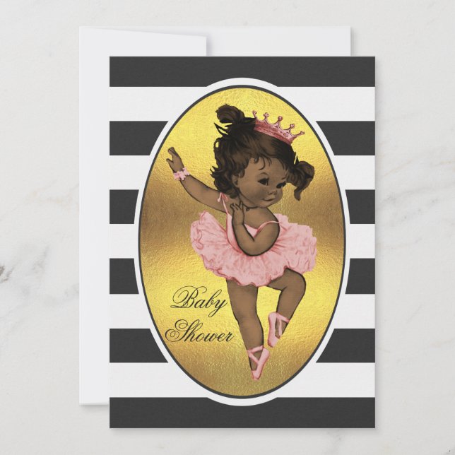 Invitation Ethnic Princess Ballerina Gold Foil Stripes (Devant)