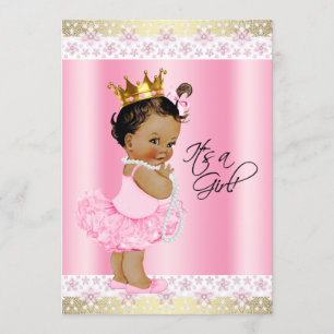 Invitation Ethnique Ballerina Tutu Baby Girl Douche