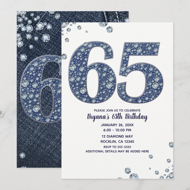 Invitation Étincelle à bille de Denim & Diamonds 65E 65 Anniv (Devant / Derrière)