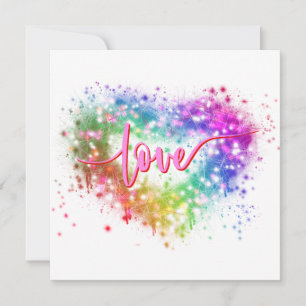 Invitation Étincelle colorée parties scintillant coeur amour 