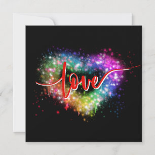 Invitation Étincelle colorée parties scintillant coeur amour 