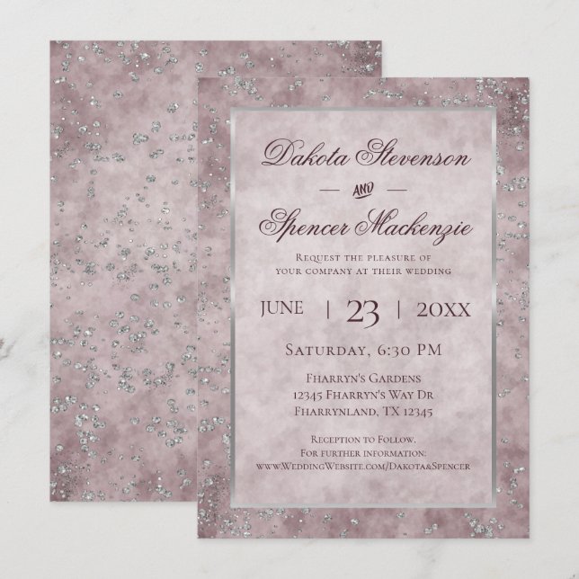 Invitation Étincelle de diamant | Mariage de Parties scintill (Devant / Derrière)