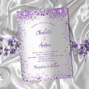 Invitation Étincelle violet mariage