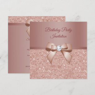 Invitation Étincelles & Glamor, Rose Gold Birthday Party