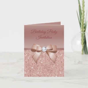 Invitation Étincelles & Glamor, Rose Gold Birthday Party