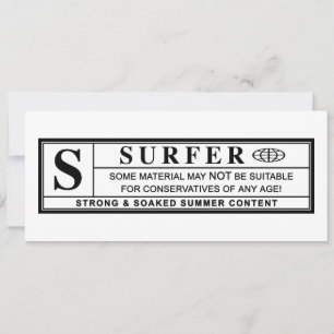 Invitation étiquette d'avertissement de surfer