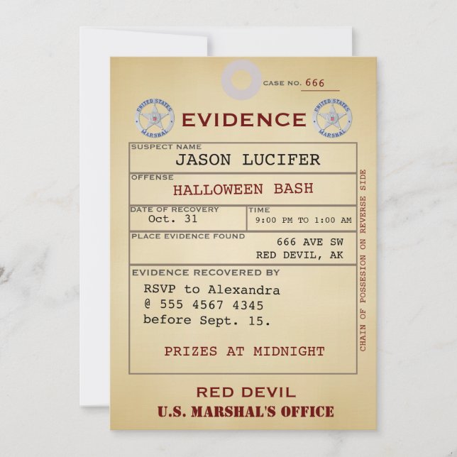 Invitation Étiquette de preuve Halloween Humour Éffrayant Val (Devant)