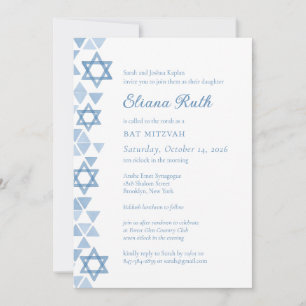 Invitation Étoile bleue moderne de David Bat mitzvah