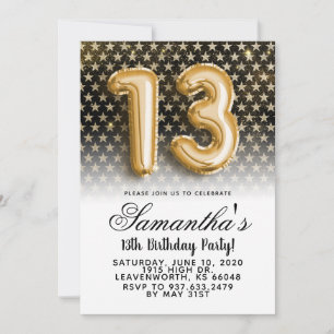 Invitation étoile d'anniversaire 13 ans