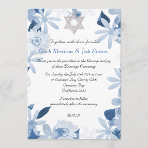 Invitation Étoile de David chuppah floral mariage juif