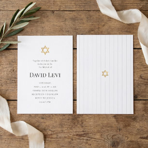 Invitation Étoile de David dorée élégante et minimaliste pour