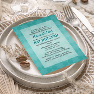 Invitation Étoile de David Turquoise Ombre Bat mitzvah