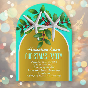 Invitation Étoile de mer de Noël Luau Or Conception d'arche