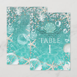 Invitation Étoile de mer enchantée sarcelle et numéro de tabl