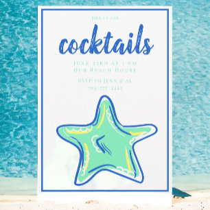 Invitation Étoile de mer verte prépa / Fête de plage côtière