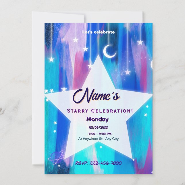 Invitation Étoile de tir nocturne étoilée (Devant)